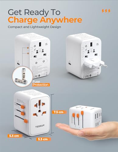image for TESSAN Universal Travel Adapter 100W GaN, International Power Adapter 