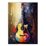 Placa Quadro Decorativo Violão Ilustração Pintura Colorida Decoração Poster Quarto Sala