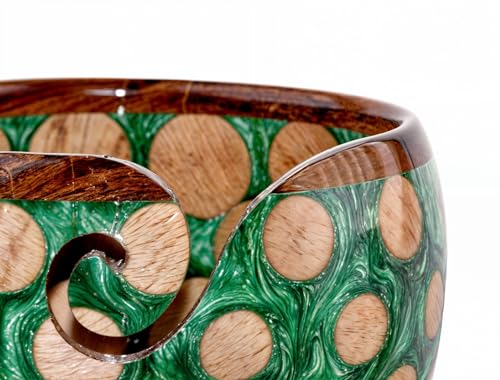 Image of Wooden Yarn Bowl for Knitting Yarn Bowl for Crocheting, Yarn Storage Bowl to Prevent Slipping, Wooden Yarn Holder, Best Gift for Crochet (#Design-2)