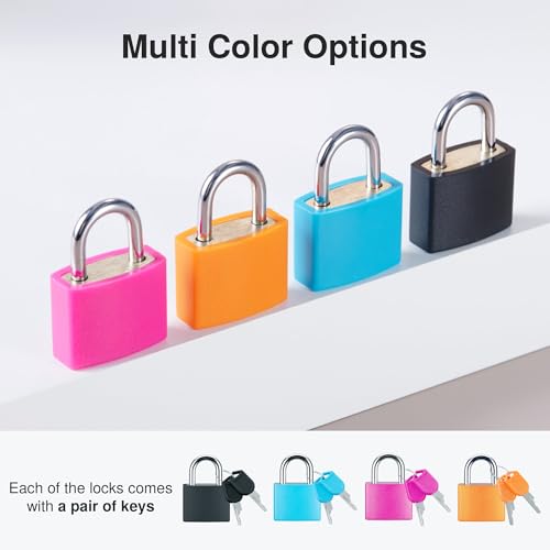 Image of Puroma Mini Suitcase Padlock with Keys, 4 Pack 22mm Locker Locks Luggage Key Lock for School Gym Locker, Laptop Bags, Backpacks, Diary Book (4 Colors)