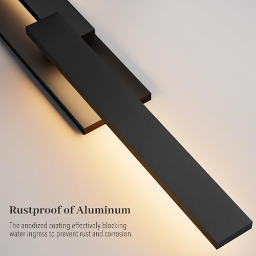 Caiselee 39.5 Inch Aluminum Modern LED Outdoor Wall Lights Long Linear Exterior Sconce Lighting Fixtures Wall Mount Waterproof, 3000K 2530LM Black Outside Lights for House, Garage Porch Door Patio by Caiselee - Used condition - Image 5