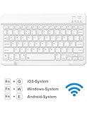 FOGARI Bluetooth Keyboard 10“ - Portable Wireless Ultra slim UK Layout keyboard for iPad 10.9/iPad Air 11/,Samsung S10FE/S10 Lite,Xiaomi,Lenovo and Phone - White - Image 3
