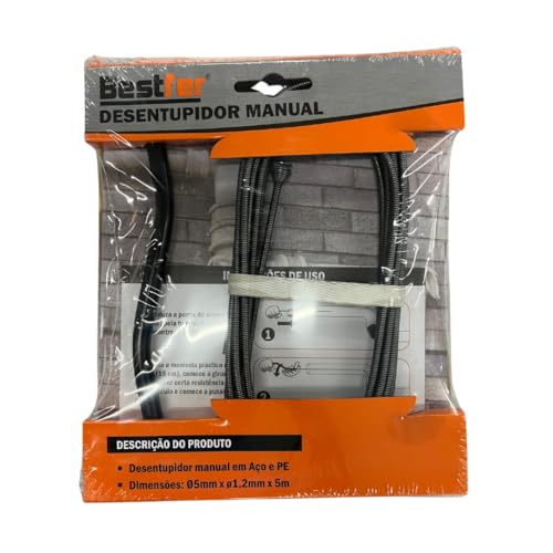Desentupidor Manual 5m Mola de Aço 5 Metros Ralo Pia Cano Calha Bestfer BFH2299