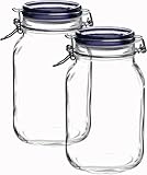 Bormioli Rocco Fido Square Jar's With Blue Lid, 67-3/4-ounce (set of 2)