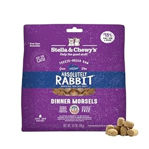 Stella & Chewy’s Freeze-Dried Raw Cat Dinner Morsels – Premium Rabbit Recipe with 98% Responsibly-Sourced Meat & Organs – Natural Grain-Free Cat & Kitten Food – Made in USA – 3.5 oz