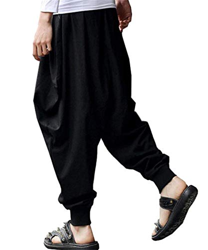 Aitfineism Men'S Drawstring Aladdin Hippie Harem Pants Loose Drop Crotch Trousers  thumb #2