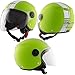 Jet Moto Casco Grafica Bianca Omologato Doppia Visiera Verde Opaco Parasole XL