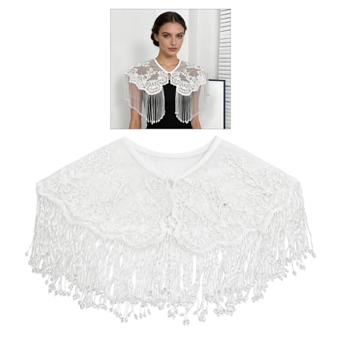 Cuello capelet con flecos accesorio extraíble ligero para renovar ropa básica 2
