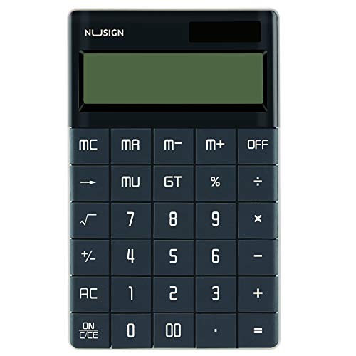 NUSIGN Calculator, Standard Function Desktop Calculator,Solar Battery Dual Power Calculator, 12-Digit Large LCD Display, Black