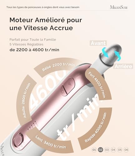 Ponceuse pour ongles PC760G kit manucure pédicure rechargeable 5 vitesses - 3