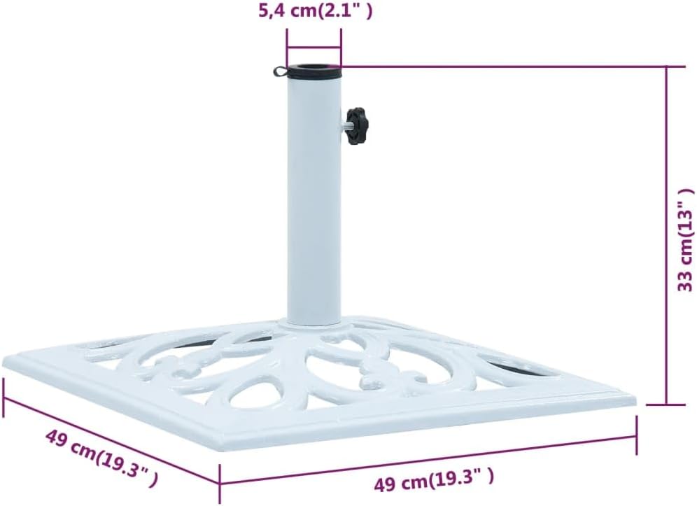 vidaXL Durable Cast Iron Umbrella Base in White