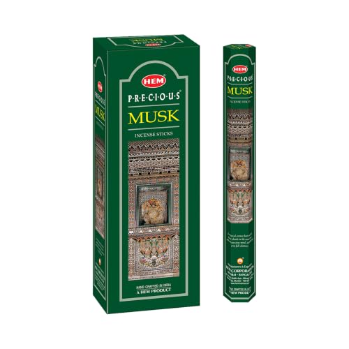 HEM Precious Musk Incense Sticks – (120 Sticks, 6 Boxes Inside) - 9 Inches Long ,Dispel Negativity, Induce Relaxing Sleep, Spiritual Strength, Aromatherapy, And Strengthen Meditation Practices
