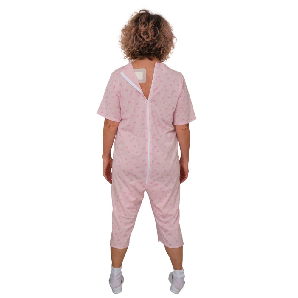 FERRUCCI - Pijama de tutón sanitario confort de manga corta, pantalón corto, 1 cremallera/cremallera detrás de la espalda de verano