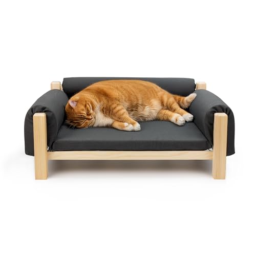 Ferplast Cuccia Cani e Gatti in Legno Certificato FSC® con Cuscino Morbido, Stile, Comfort e Durevolezza, 70 x 44 x h 29 cm.