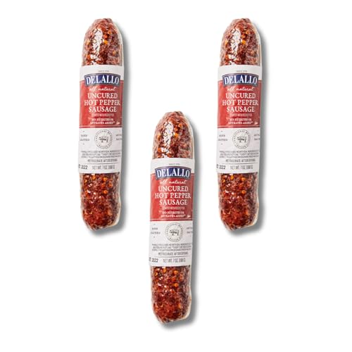 DeLallo Hot Pepper Sausage, Artisan Salami Stick, Air-Cured, Made with