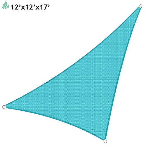 SunnyRoyal Sun Shade Sai 12'x12'x17' Right Triangle Canopy Awning Fabric Cloth Screen Heavy Duty Commercial Grade for Outdoor Patio Carport (Turquoise)