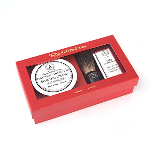 Taylor Of Old Bond Street Platinum Brush, Platinum Shaving Cream Bowl 150g & Platinum Fragrance 50ml Set