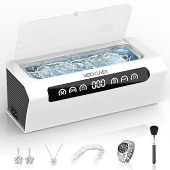 Ultrasonic Jewelry Cleaner, 45KHz Ultrasonic Cleaner Machine with 4 Cleaning Modes, 16.9oz Capacity, Digital Touch Control with Cleaning Tablets for Jewelry, Eyeglasses, Rings, Retainers, Watch Straps