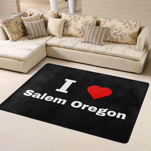 I Love Salem, Oregon Area Rug 63x48in Rugs for Living Room