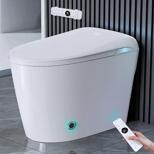 Smart Bidet Toilet with Tank, One Piece Elongated Heated Toilet with Auto Open/Close Lid, Foam Shield, Auto Flush, Foot Sensor, Self-Cleaning Nozzle, Anti-Splash Water-Saving Modern Bathroom Toilet