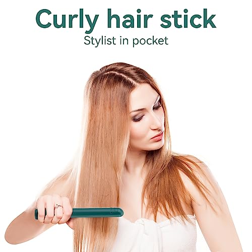 2 In 1 Hair Straightener And Curler, Mini Hair Curler Usb Ceramics Cordless Heating Straightening Curling Flat Iron (Green) #TOP1