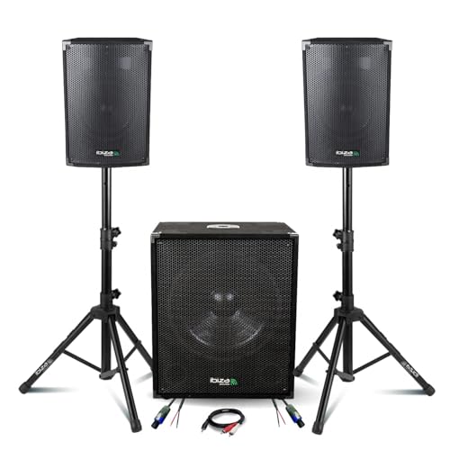 Ibiza - Pack Sono 1400W - 2 Enceintes DISCO8B 2X300W + Caisson Actif Ibiza SUB15A 800W + Pieds...