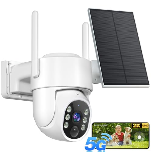 Image of Gianteye 2K Security Cameras Wireless Outdoor, 5G WiFi Cameras for Home Security, 360 PTZ Solar /Battery Powered Outside Cam, 2 Way Talk, Color Night Vision, AI Human Detection for Porch /Garage /Yard