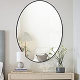 FORBATH Oval Mirror, 20" X 28" Bathroom Mirror Wall Mounted Vanity Mirror Modern Decor Metal Framed