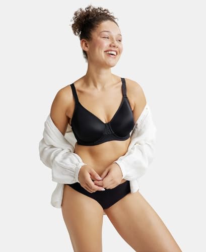 Image of Jockey 1855 Women Under-Wired Non-Padded Soft Touch Microfiber Elastane Stretch Full Coverage Minimizer Bra with Broad Wings