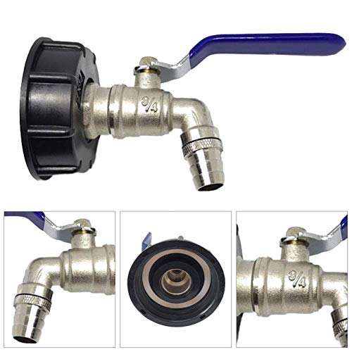 DULALA 2Pcs Brass Adapter IBC Tank Adapter IBC TOTE TANK DRAIN ADAPTER S60X6 To Brass Garden Tap With 3/4