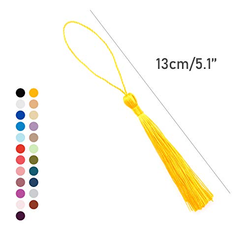Vapker 200 Pieces 13Cm/5-Inch Silky Handmade Soft Tassels Floss Bookmark Tassels With 2-Inch Cord Loop For Jewelry Making, Diy Projects, Bookmarks(25 Colors) #TOP1
