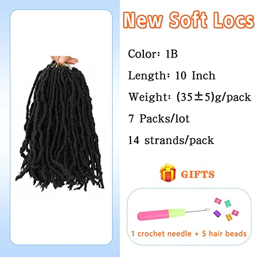Soft Locs 10 Inch Faux Locs Crochet Hair Short Faux Locs Hair 7 Packs Soft Locs Crochet Hair For Black Women Pre Looped Crochet Locs Goddess Locs Butterfly Locs Crochet Braids(10Inch, 7 Packs, 1B) #TOP1