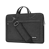 MOSISO Laptop Shoulder Bag, 15.6 inch Laptop Sleeve Bag Compatible with MacBook, HP, Dell, Lenovo, Asus Notebook, 15 inch Fully Open Zipper Computer Bag with Front Pocket & Handle & Belt, Black