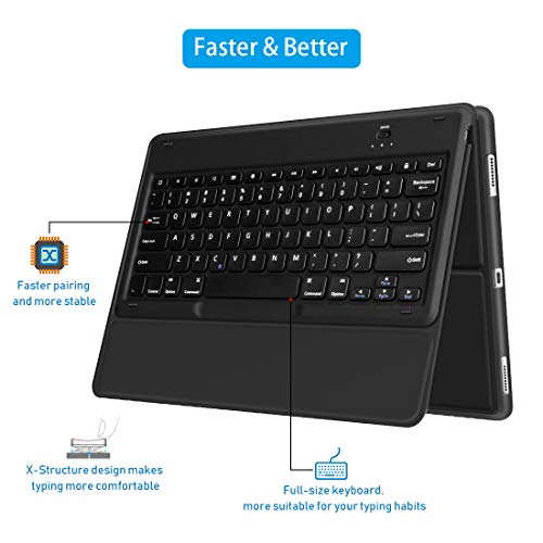 Ipad Pro 12.9 Case With Keyboard Compatible For Ipad Pro 12.9" 2015/2017, Ultra-Thin Pu Leather Silicon Rugged Shock Keyboard Stand Case With Pencil Holder (Not Fit For 2018 New Ipad)-Black #TOP2