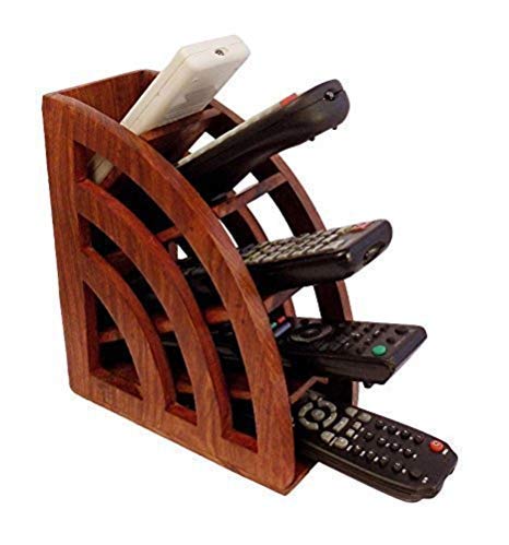 SarahCraft Handmade Wooden Remote Control Storage Holder Stand Organizer Rack for Home Decor-image-37
