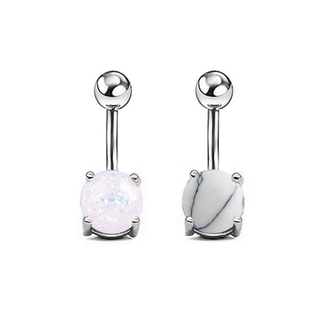 SULIUDAJI 2pcs Titanio Piercing Ombligo Anillo Barrabells Vientre Barras con Cristal Bananabells Body Piercing Joyas
