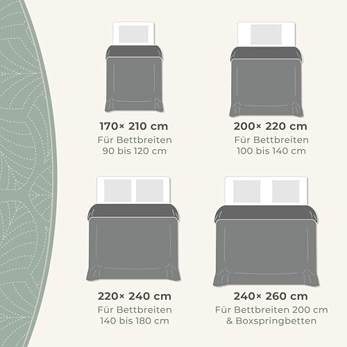 Gräfenstayn Premium Tagesdecke 170x210 cm – Bettüberwurf mit Nahtloser Steppung & Blatt-Design – Samt-Decke – weich… – Ansicht 3