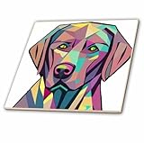 4 Inch Ceramic Tile - Cool Colorful Cute Labrador Retriever Dog Head in Cubism Style Pets