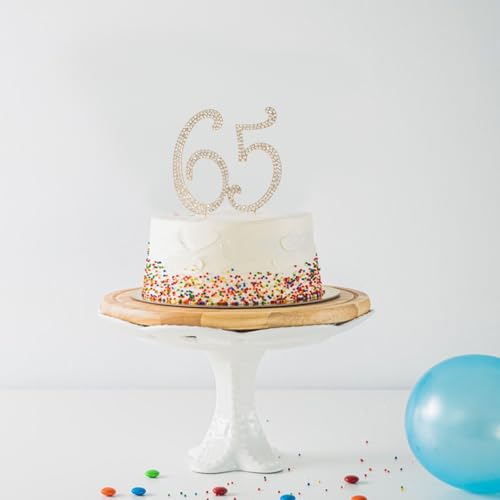 Decoración para tarta de 65 cumpleaños dorada con brillantes Honbay 6