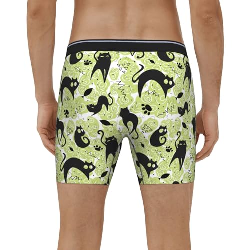 Mens Underwear Boxer Briefs - Soft Breathable Abstract Cute Cat Green Men Underwear Boxer Briefs3