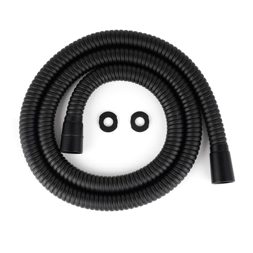Hibbent 16mm (Outer)/10mm(Inner) Large Bore Shower Hose 1.25m -Supper Low Water Pressure Boosting Shower Hoses with Black, Universal Anti-Kink and Leak-Proof