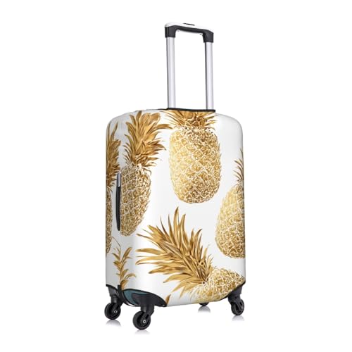 Gold Pineapples Elastic Travel Luggage Cover, Washable Spandex Suitcase Protector, Anti-Scratch Fits 18-32 Inch3