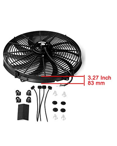 16" Inch Universal Slim Fan Push Pull Electric Radiator Cooling 12V Mount Kit #TOP3