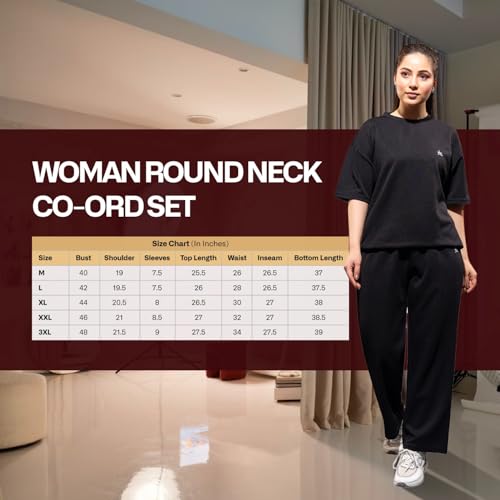 Image of YHA Oversize Round Neck Girls Track Suit Stylish Summer Half Sleeves Womens Cord Set With Full Pant Lightweight Polycotton Fabric Co-ord Sets For Women