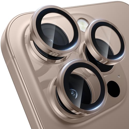 Image of Lensarmor Desert Titanium iPhone 16 Pro /Pro Max Camera Lens Protector - 9H Tempered Glass, Scratch Resistant, Flash Friendly, Premium Protection