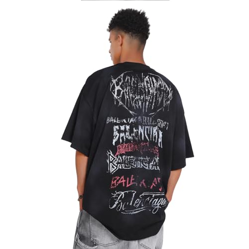 Men's Hip Hop Graphic Print Cotton T-Shirt Fashion Special Design Crewneck Rapper Short Sleeve Tops4