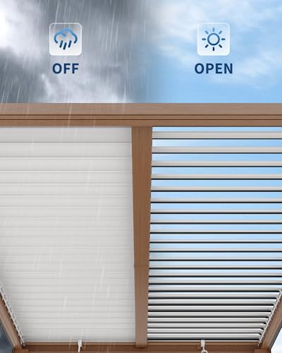 Image of GarveeLife Louvered Pergola 10 ft x10', Outdoor Pergola with Adjustable Louvered Roof, Reinforced Aluminum Frame, Integrated Drainage System, Hardtop Gazebo for Patio, Deck, Wood Grain