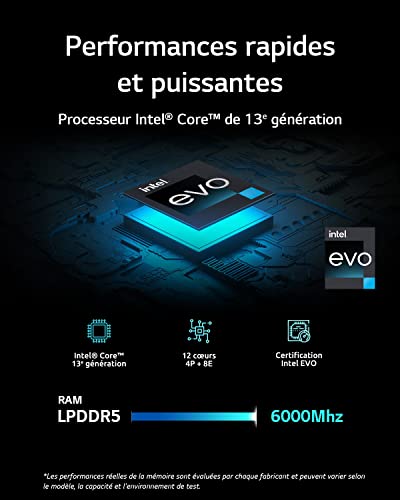 LG gram 16Z90R G.AA56F PC portable 16" écran IPS QHD+ 16:10 Plateforme Intel Evo i5 RAM SSD NVMe Intel Iris Xe Thunderbolt 4 Windows 11 Clavier AZERTY - vue 6