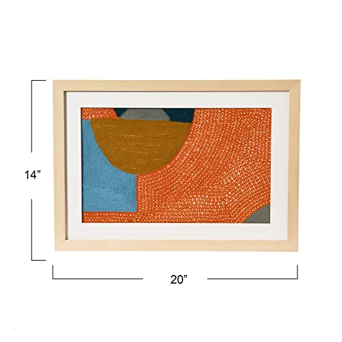 Creative Co-Op Abstract Embroidery In Wood Frame Wall Art, Multi #TOP3