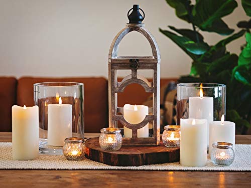 Alabaster Design Wood Decorative Candle Lantern | 15.5" High Rustic Lantern | Home Decor Hurricane Lantern | Wood Lantern | Hanging Lantern #TOP2